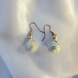 White Christmas Ball Ornament Earrings